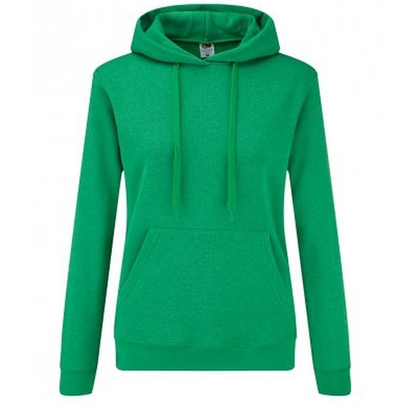Fruit Of The Loom Classic Lady Fit Hooded Sweatshirt (green Heather)