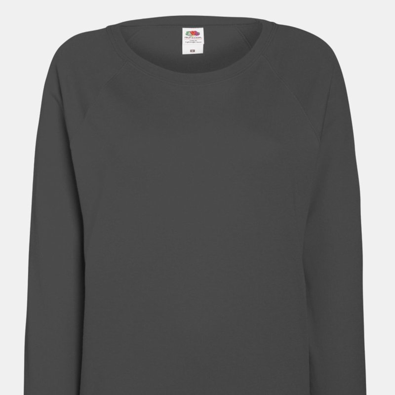 Fruit Of The Loom Ladies Fitted Lightweight Raglan Sweatshirt (240 Gsm) (light Graphite) In Grey