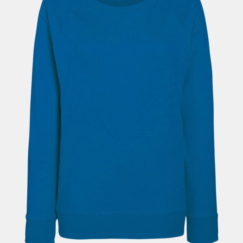 Shop Fruit Of The Loom Ladies Fitted Lightweight Raglan Sweatshirt (240 Gsm) In Blue