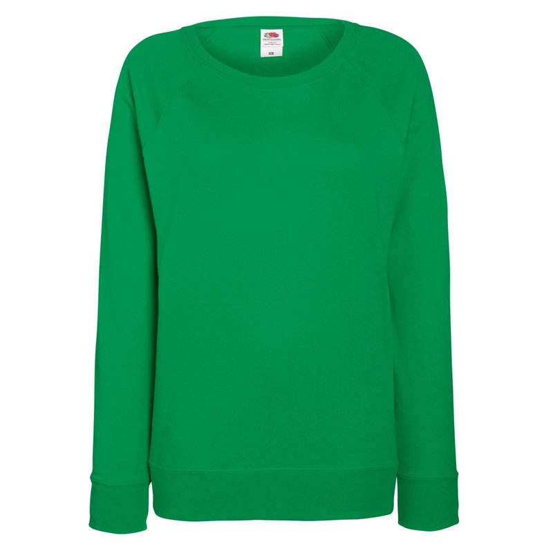 Fruit Of The Loom Ladies Fitted Lightweight Raglan Sweatshirt In Green