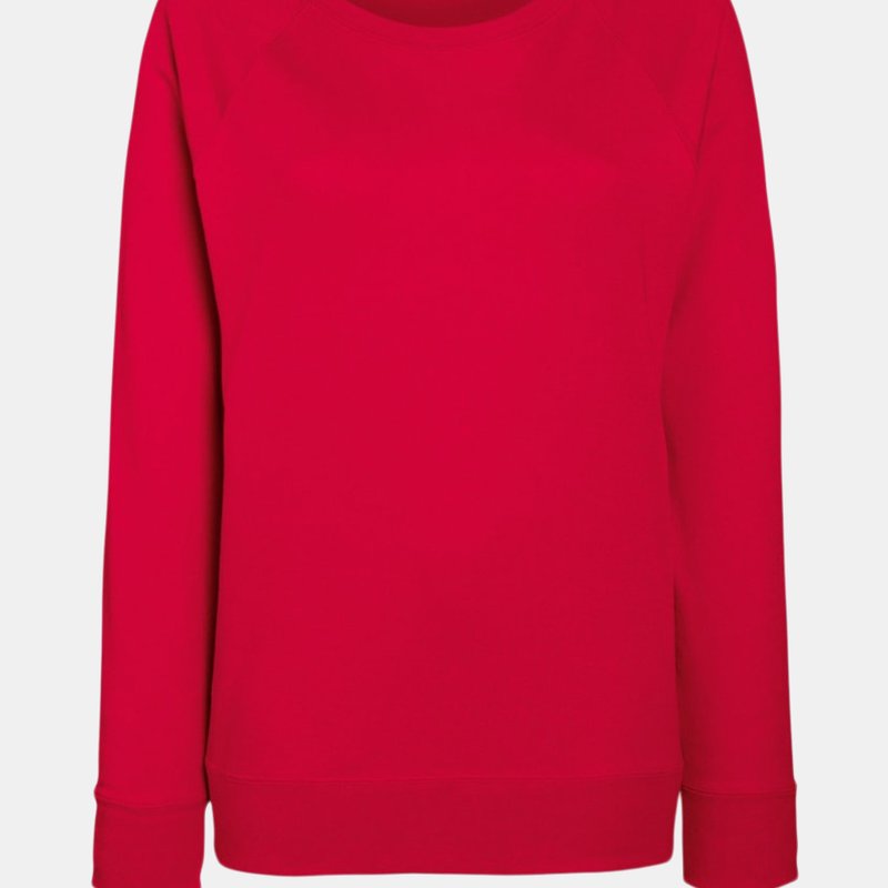 Fruit Of The Loom Ladies Fitted Lightweight Raglan Sweatshirt In Red