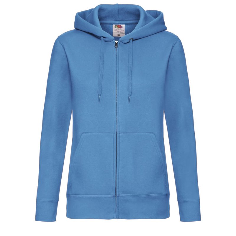 Fruit Of The Loom Ladies Lady-fit Hooded Sweatshirt Jacket (azure Blue)