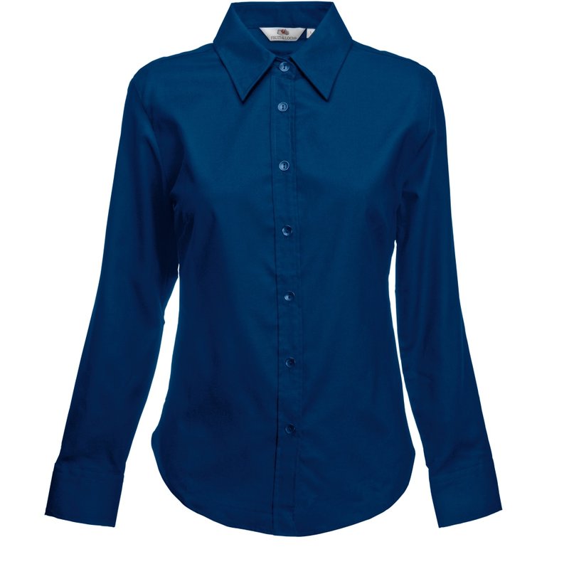 Fruit Of The Loom Ladies Lady-fit Long Sleeve Oxford Shirt (navy)