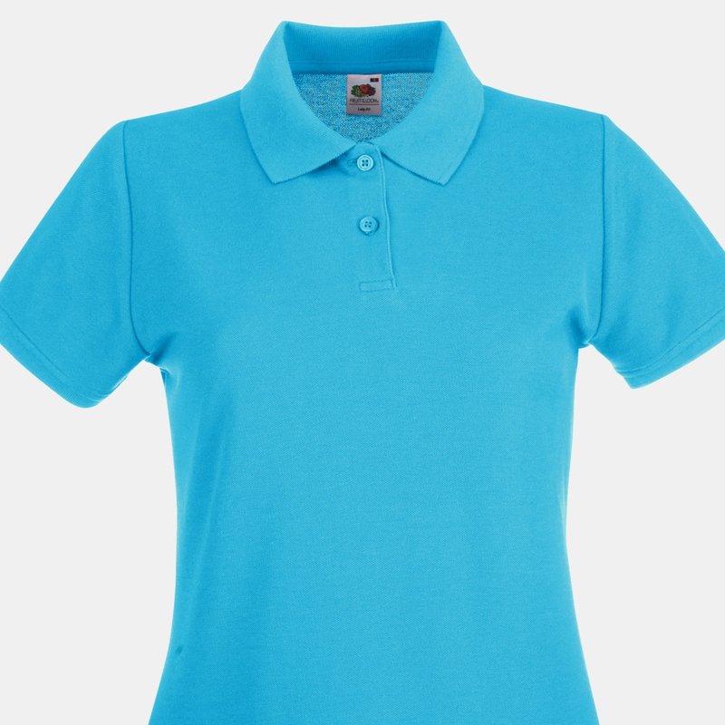 Fruit Of The Loom Ladies Lady-fit Premium Short Sleeve Polo Shirt (azure Blue)
