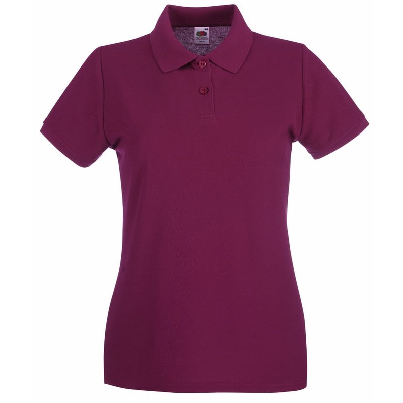 Fruit Of The Loom Ladies Lady-fit Premium Short Sleeve Polo Shirt (burgundy) In Purple