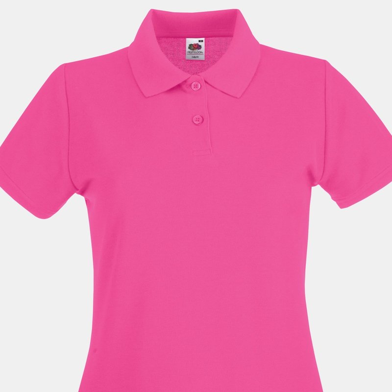 Shop Fruit Of The Loom Ladies Lady-fit Premium Short Sleeve Polo Shirt (fuchsia) In Pink