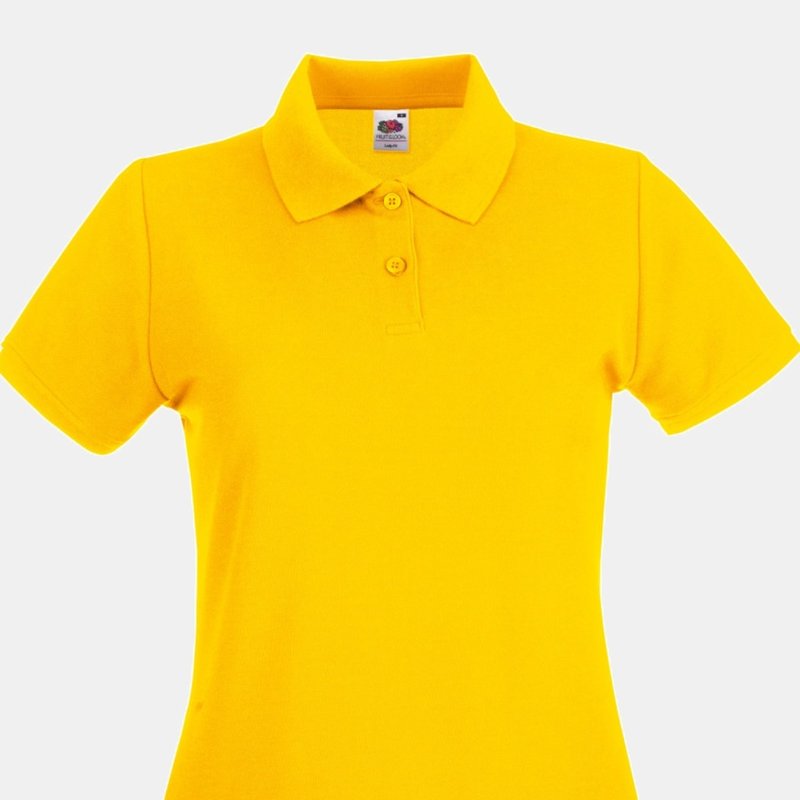 Fruit Of The Loom Ladies Lady-fit Premium Short Sleeve Polo Shirt (sunflower) In Yellow