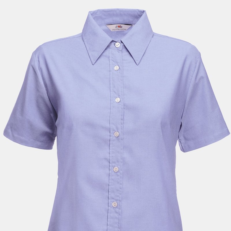 Fruit Of The Loom Ladies Lady-fit Short Sleeve Oxford Shirt (oxford Blue)