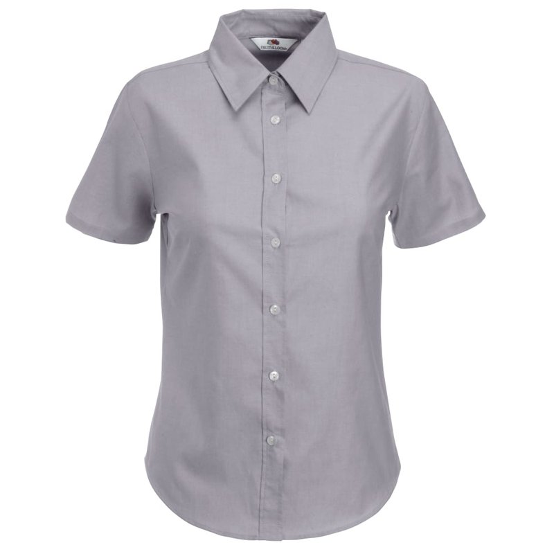 FRUIT OF THE LOOM FRUIT OF THE LOOM LADIES LADY-FIT SHORT SLEEVE OXFORD SHIRT (OXFORD GREY)