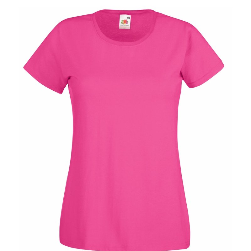 Fruit Of The Loom Ladies/womens Lady-fit Valueweight Short Sleeve T-shirt (pack (f In Fuchsia