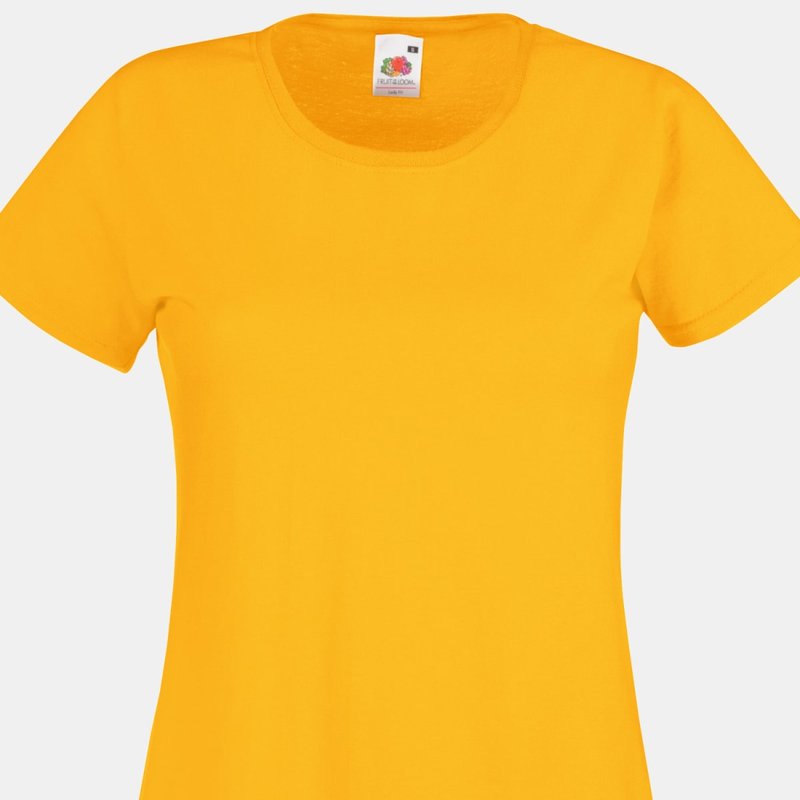 Fruit Of The Loom Ladies/womens Lady-fit Valueweight Short Sleeve T-shirt (pack (sunflower) In Yellow
