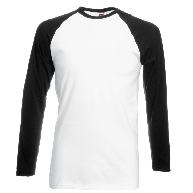 Fruit Of The Loom Mens Long Sleeve Baseball T-shirt (white/black)