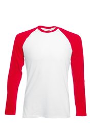 Fruit Of The Loom Mens Long Sleeve Baseball T-Shirt (White/Red) - White/Red