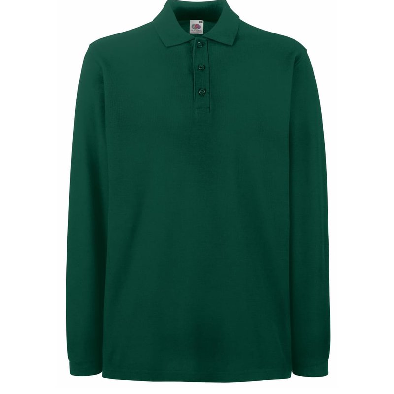 Fruit Of The Loom Mens Premium Long Sleeve Polo Shirt (forest Green)