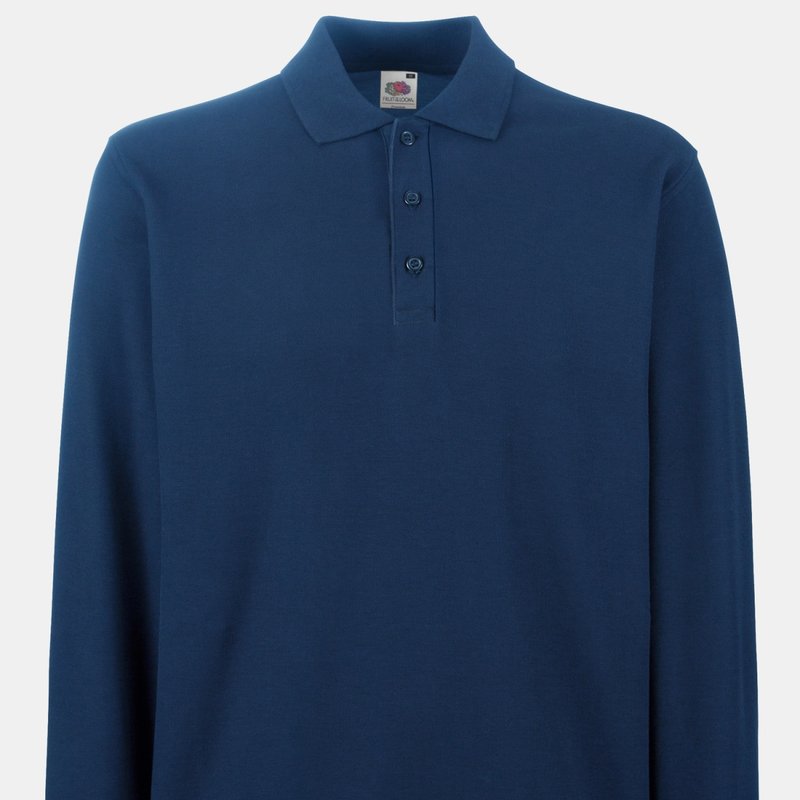 Fruit Of The Loom Mens Premium Long Sleeve Polo Shirt (navy) In Blue