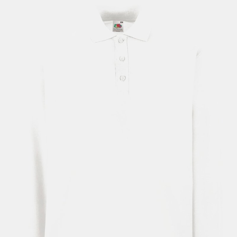 Fruit Of The Loom Mens Premium Long Sleeve Polo Shirt (white)