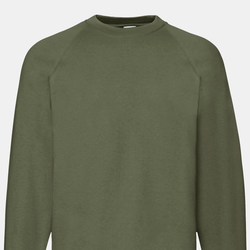 Fruit Of The Loom Mens Raglan Sleeve Belcoro® Sweatshirt (classic Olive) In Green