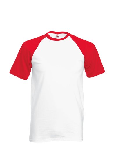 Fruit of the Loom Fruit Of The Loom Mens Short Sleeve Baseball T-Shirt (White/Red) product