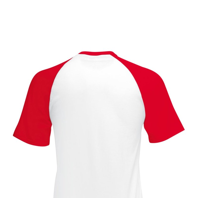 Shop Fruit Of The Loom Mens Short Sleeve Baseball T-shirt (white/red)
