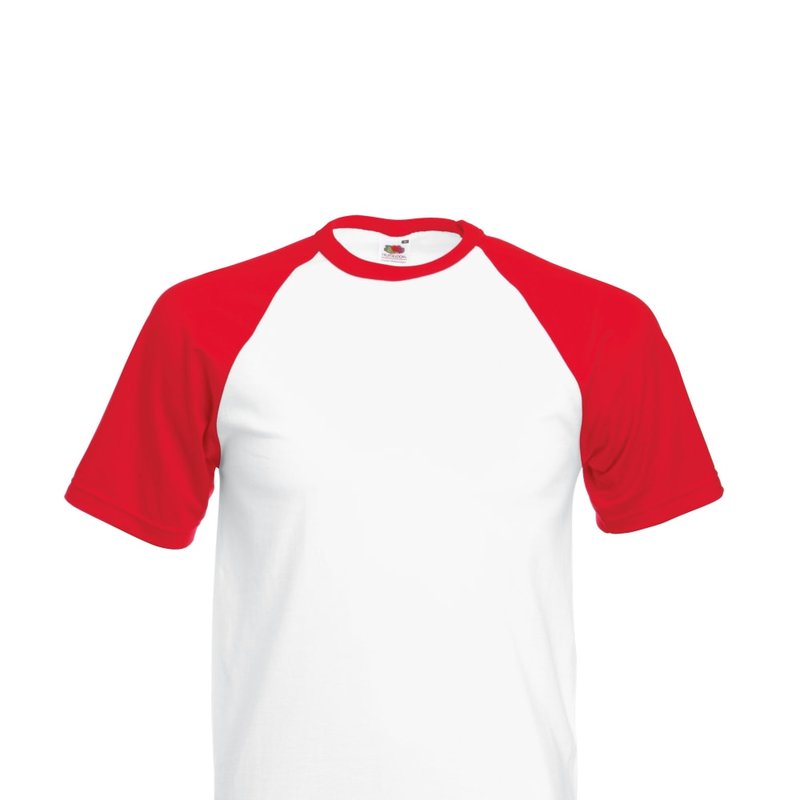 Fruit Of The Loom Mens Short Sleeve Baseball T-shirt (white/red)
