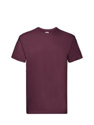 Fruit Of The Loom Mens Super Premium Short Sleeve Crew Neck T-Shirt (Burgundy) - Burgundy