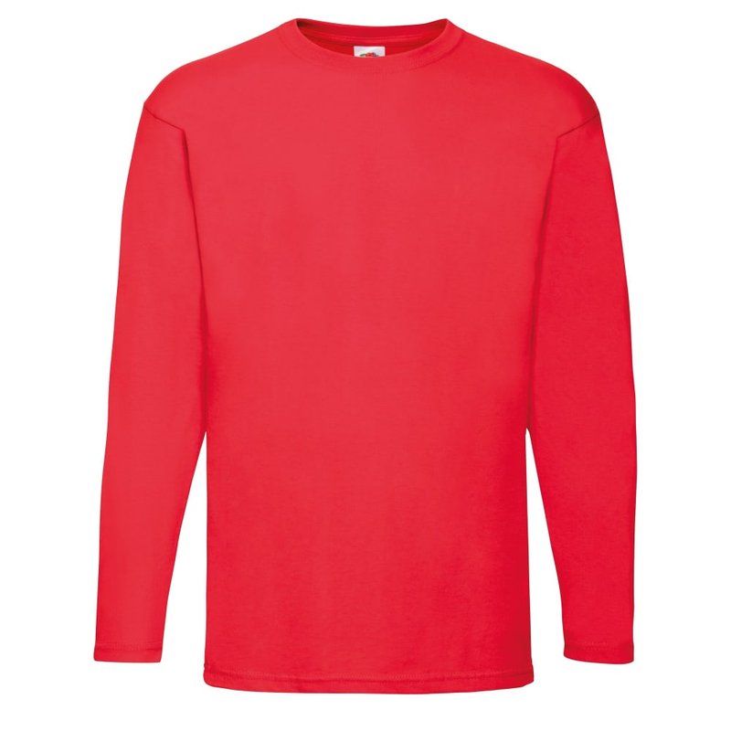 Fruit Of The Loom Mens Valueweight Crew Neck Long Sleeve T-shirt (red)