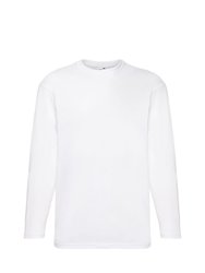 Fruit Of The Loom Mens Valueweight Crew Neck Long Sleeve T-Shirt (White) - White