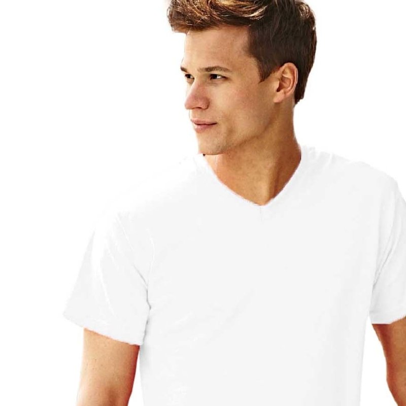 Shop Fruit Of The Loom Mens Valueweight V-neck T-short Sleeve T-shirt (white)