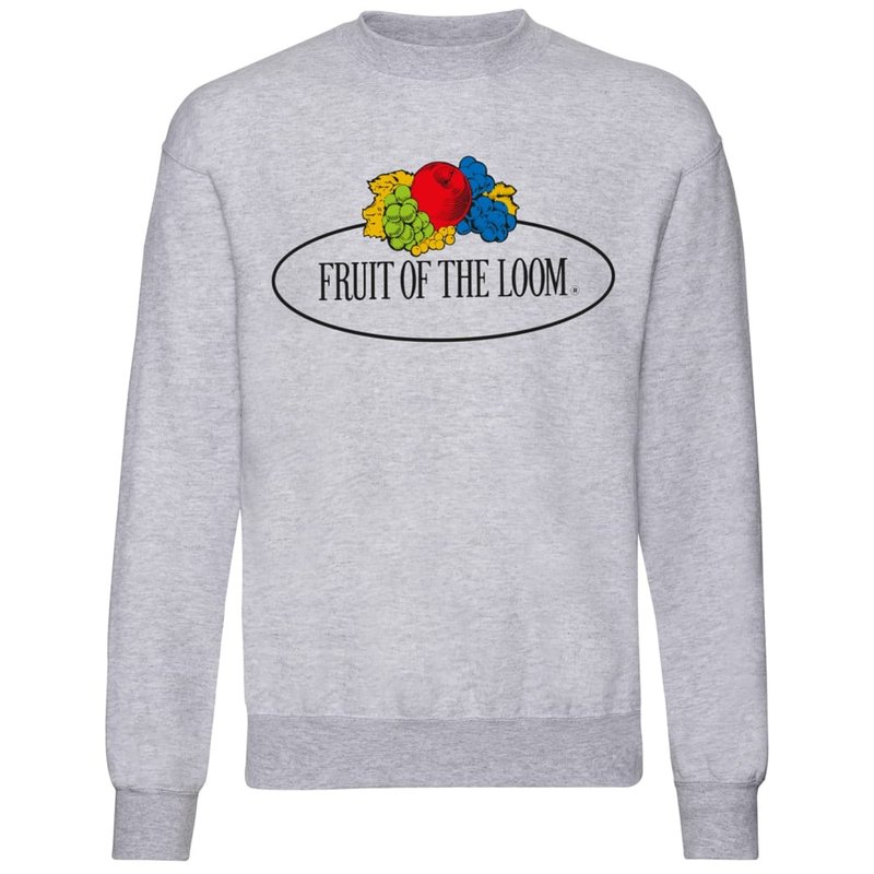 Fruit Of The Loom Unisex Adult Vintage Large Logo Printed Set-in Sweatshirt (heath In Heather Grey
