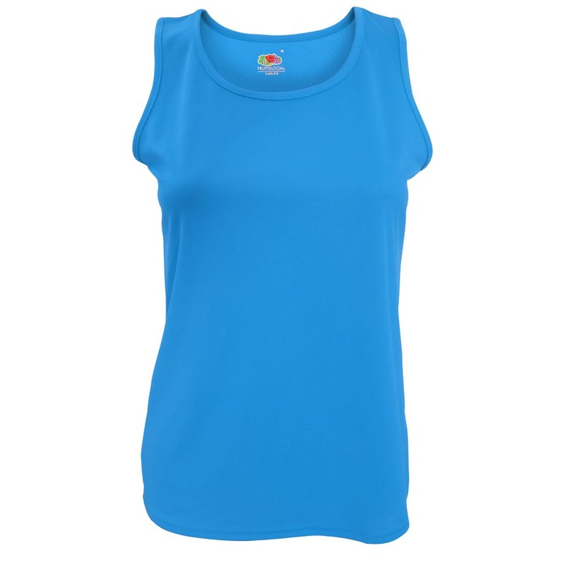 Fruit Of The Loom Womens/ladies Sleeveless Lady-fit Performance Vest Top (azure Bl In Azure Blue