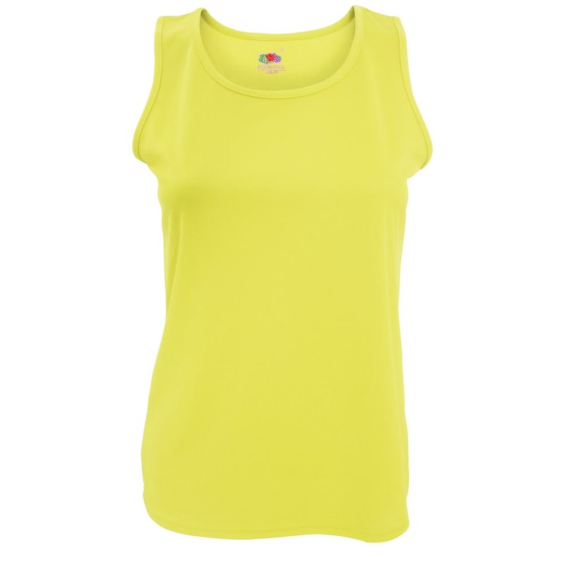 Fruit Of The Loom Womens/ladies Sleeveless Lady-fit Performance Vest Top (bright Y In Bright Yellow