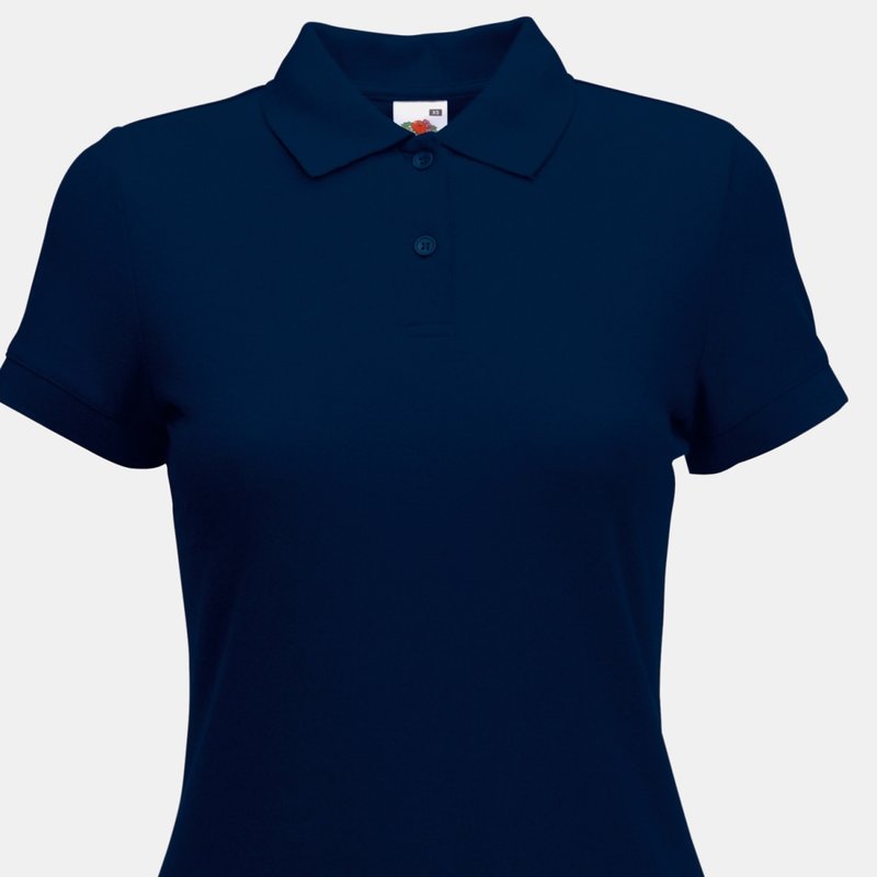 Fruit Of The Loom Womens Lady-fit 65/35 Short Sleeve Polo Shirt (deep Navy) In Blue
