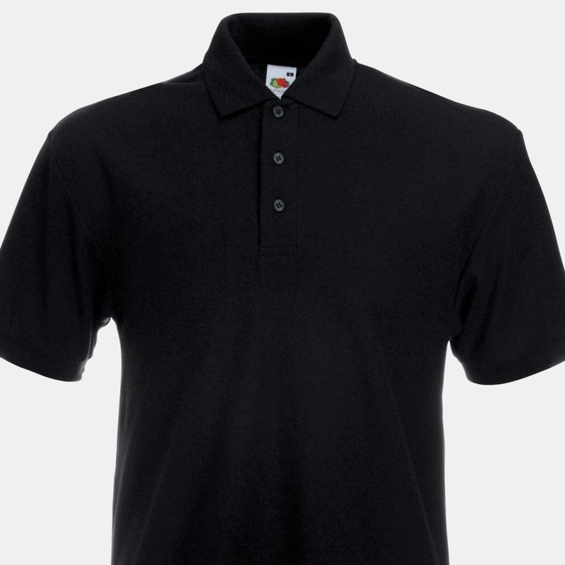 Fruit Of The Loom Men's 65/35 Heavyweight Pique Short Sleeve Polo Shirt In Black