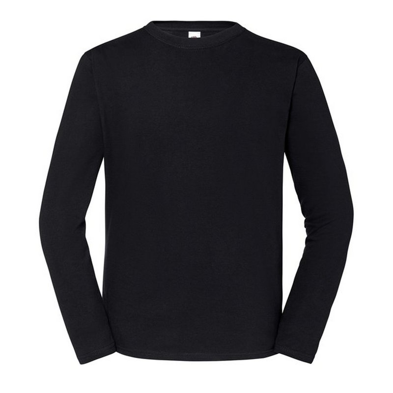 Fruit Of The Loom Mens Iconic 195 Premium Ringspun Cotton Long-sleeved T-shirt In Black