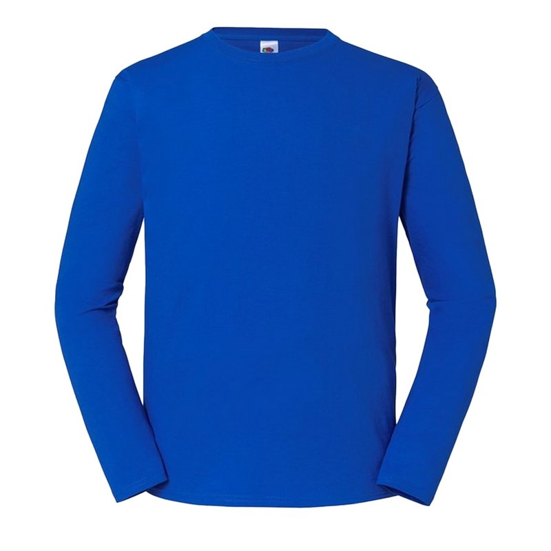 Fruit Of The Loom Mens Iconic 195 Premium Ringspun Cotton Long-sleeved T-shirt In Blue