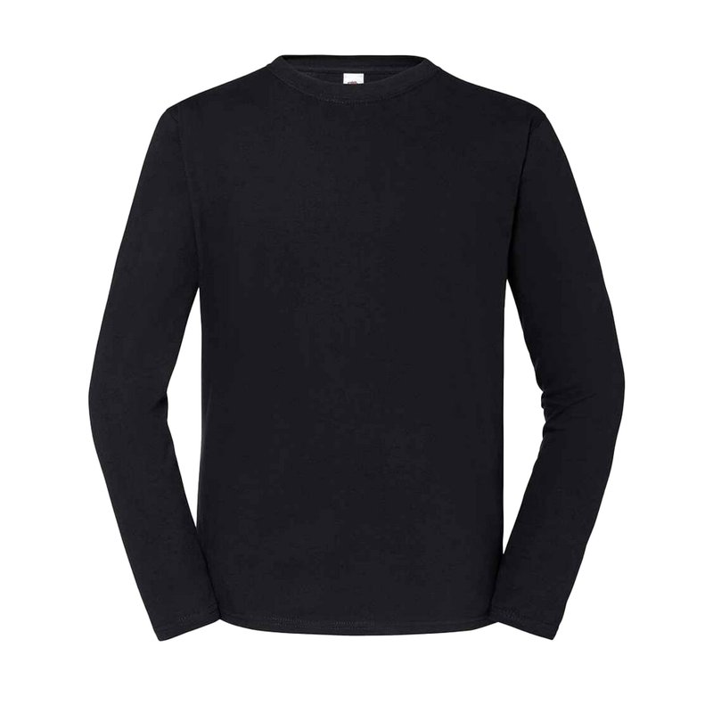 Fruit Of The Loom Mens Iconic Long-sleeved T-shirt In Black