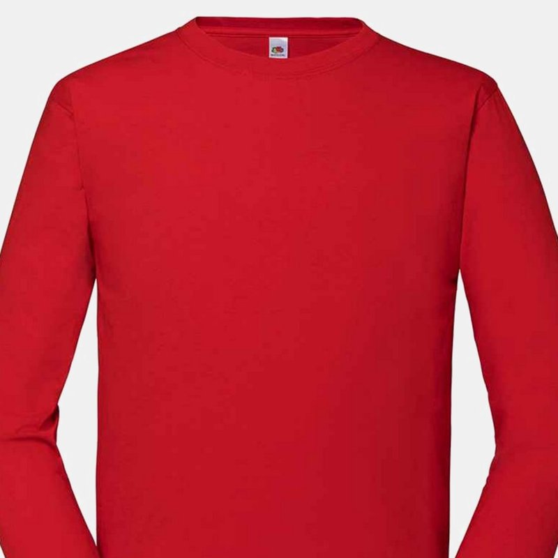 Fruit Of The Loom Mens Iconic Long-sleeved T-shirt In Red