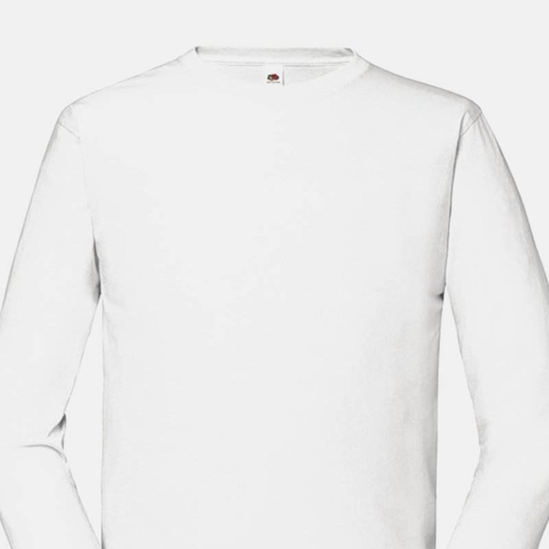 Fruit Of The Loom Mens Iconic Premium Long-sleeved T-shirt In White
