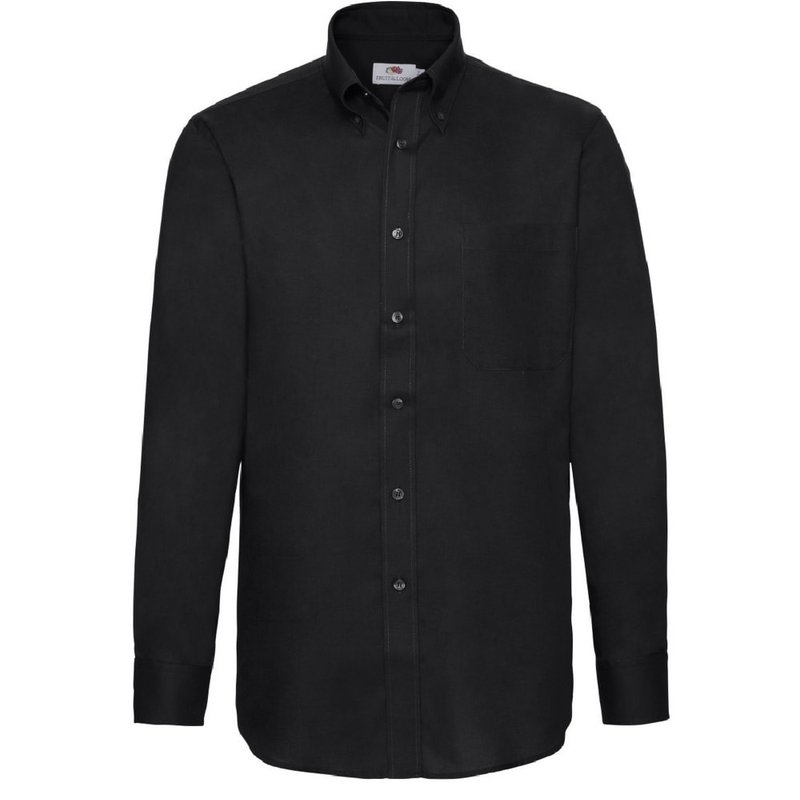 Fruit Of The Loom Mens Long Sleeve Oxford Shirt In Black