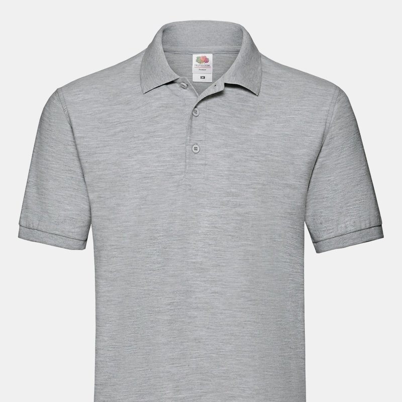 Fruit Of The Loom Mens Premium Heathered Polo Shirt In Grey