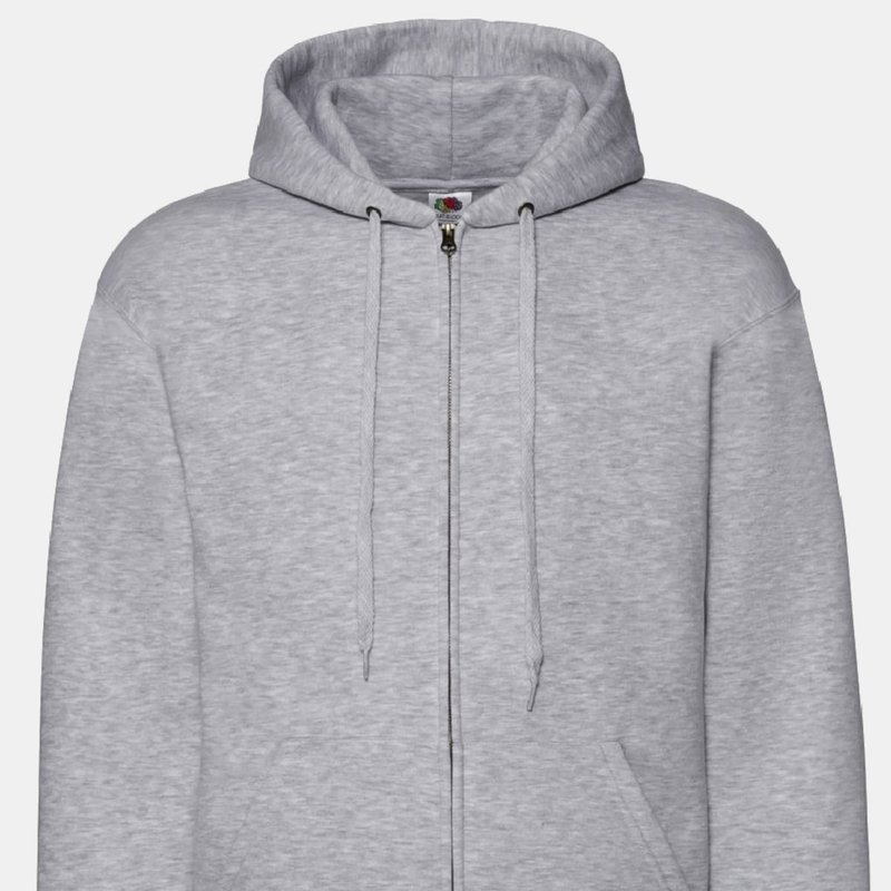 Shop Fruit Of The Loom Mens Zip Through Hooded Sweatshirt / Hoodie In Grey