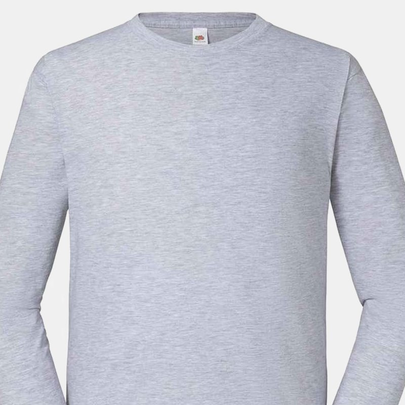 Fruit Of The Loom Unisex Adult Iconic 195 Premium Long-sleeved T-shirt In Grey