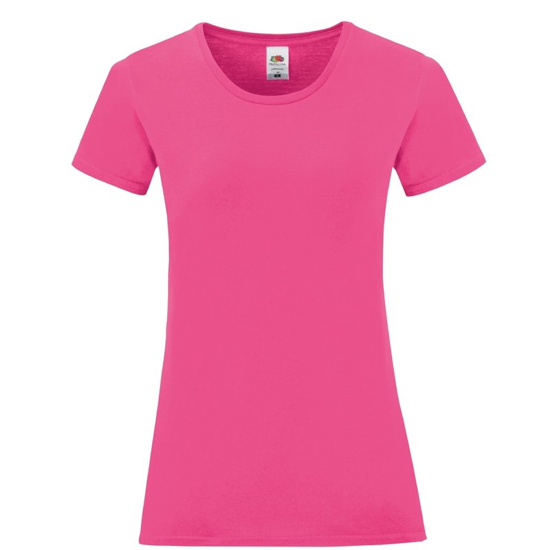 Fruit Of The Loom Womens/ladies Iconic 150 T-shirt In Pink