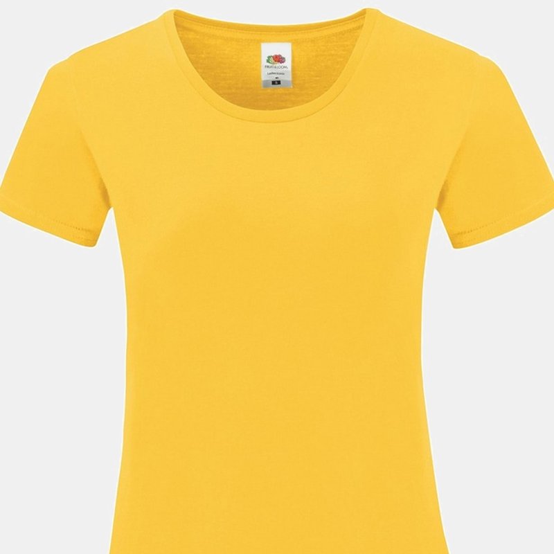 Fruit Of The Loom Womens/ladies Iconic T-shirt In Yellow