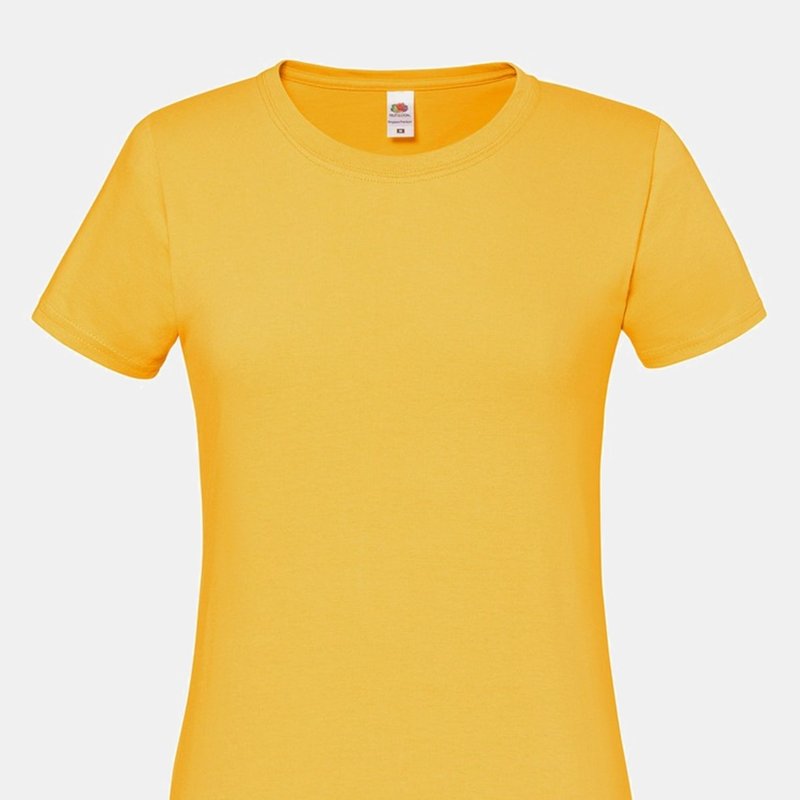 Fruit Of The Loom Womens/ladies Premium Ringspun Cotton Lady Fit T-shirt In Yellow