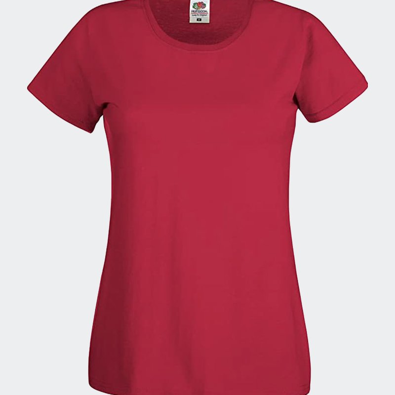 Fruit Of The Loom Womens/ladies Short Sleeve Lady-fit Original T-shirt In Red