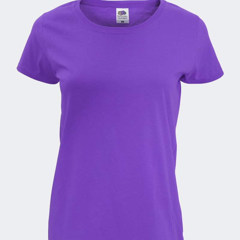 Shop Fruit Of The Loom Womens/ladies Short Sleeve Lady-fit Original T-shirt In Purple