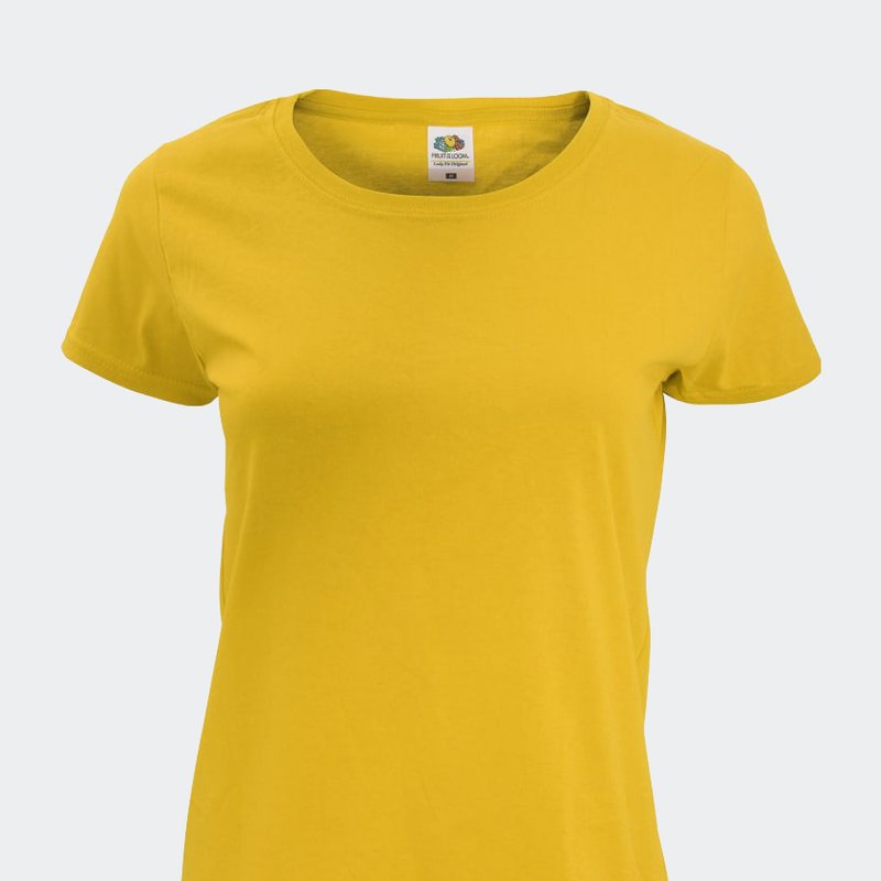 Fruit Of The Loom Womens/ladies Short Sleeve Lady-fit Original T-shirt In Yellow