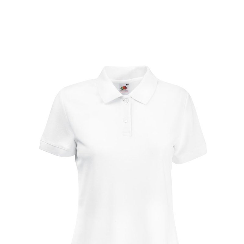 Fruit Of The Loom Womens Lady-fit 65/35 Short Sleeve Polo Shirt In White