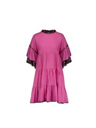 Neena Tiered Kaftan Mini Dress - Carmine Rose